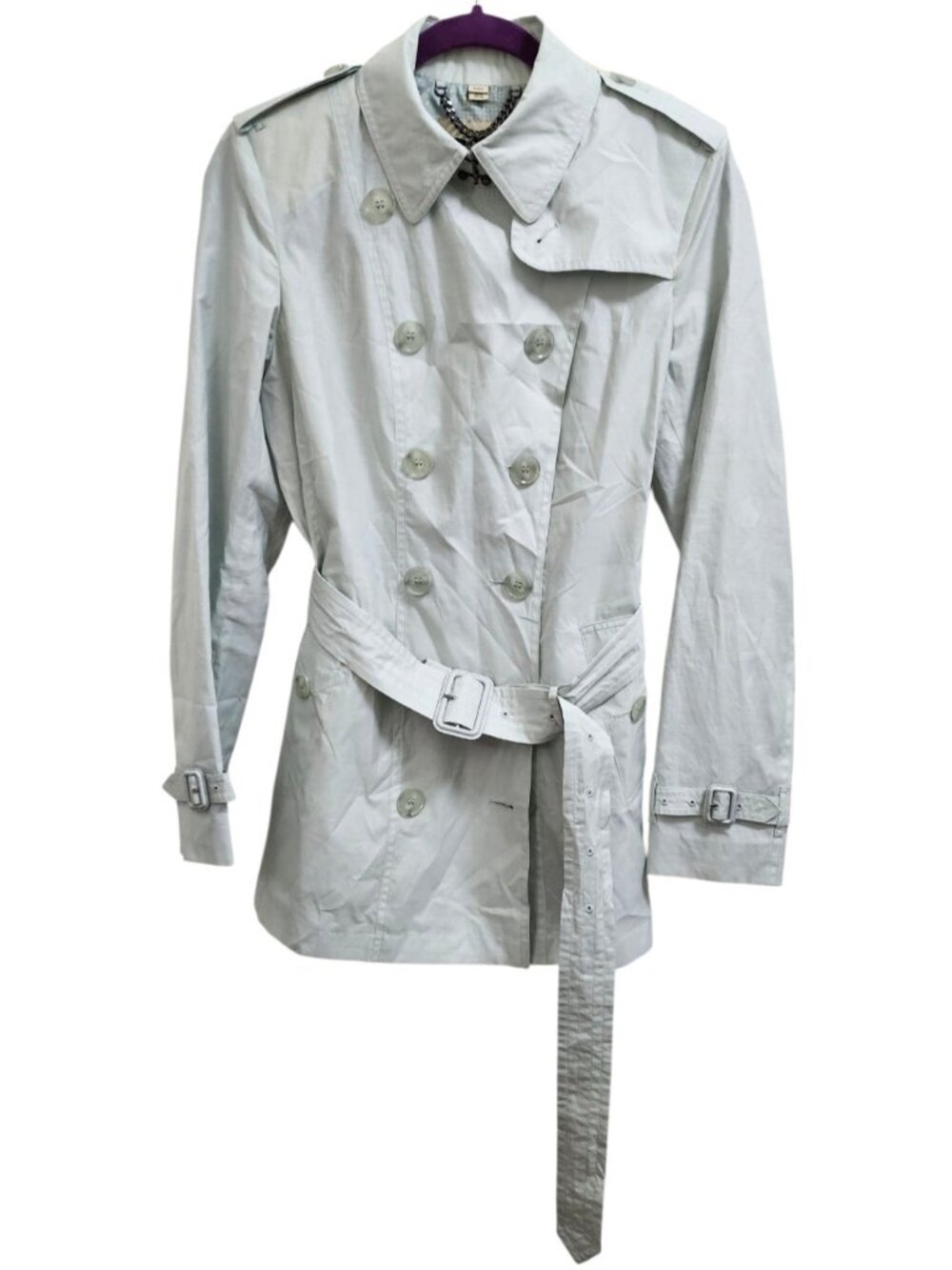 Burberry London Lightweight Cotton Silk Short Trench Coat Jacket US 8 UK 10 - Picture 3 of 16